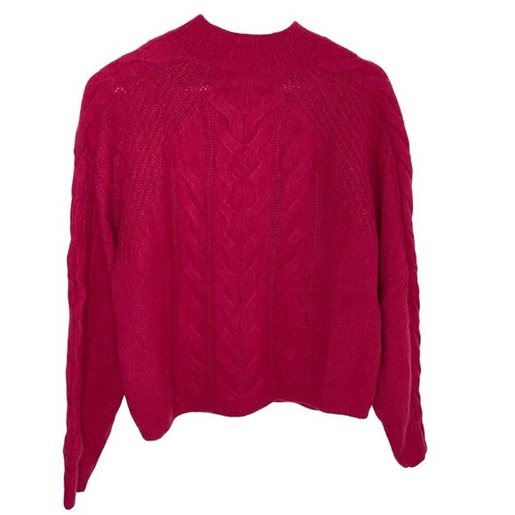 Banana Republic Berry Cable Knit Sweater Italian Merino Wool Blend Size M - Picture 3 of 7